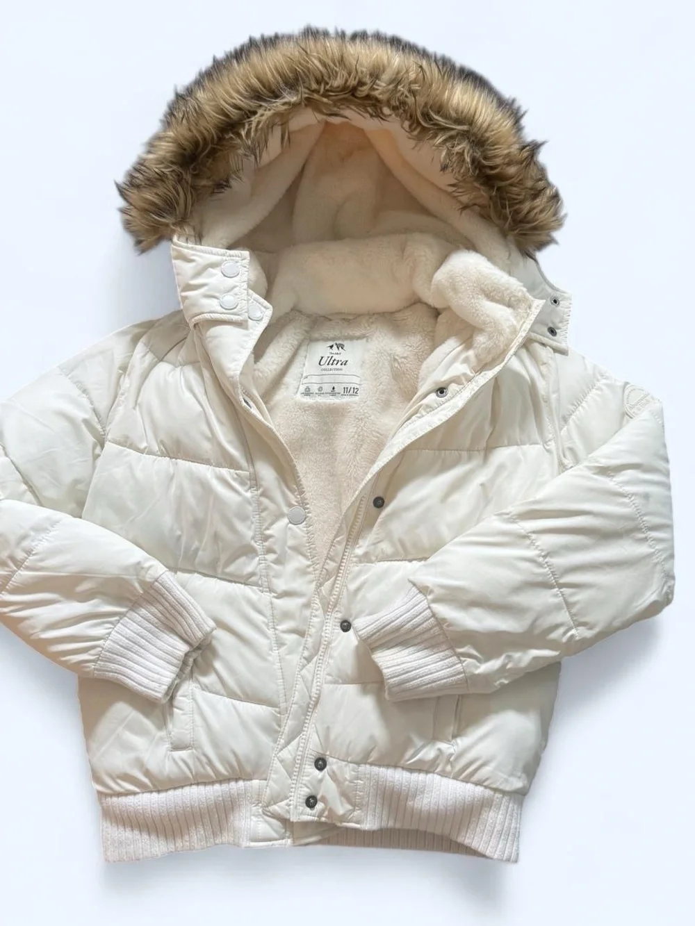 Kids Abercrombie and Fitch Puffer Jacket with Faux Fur Hood